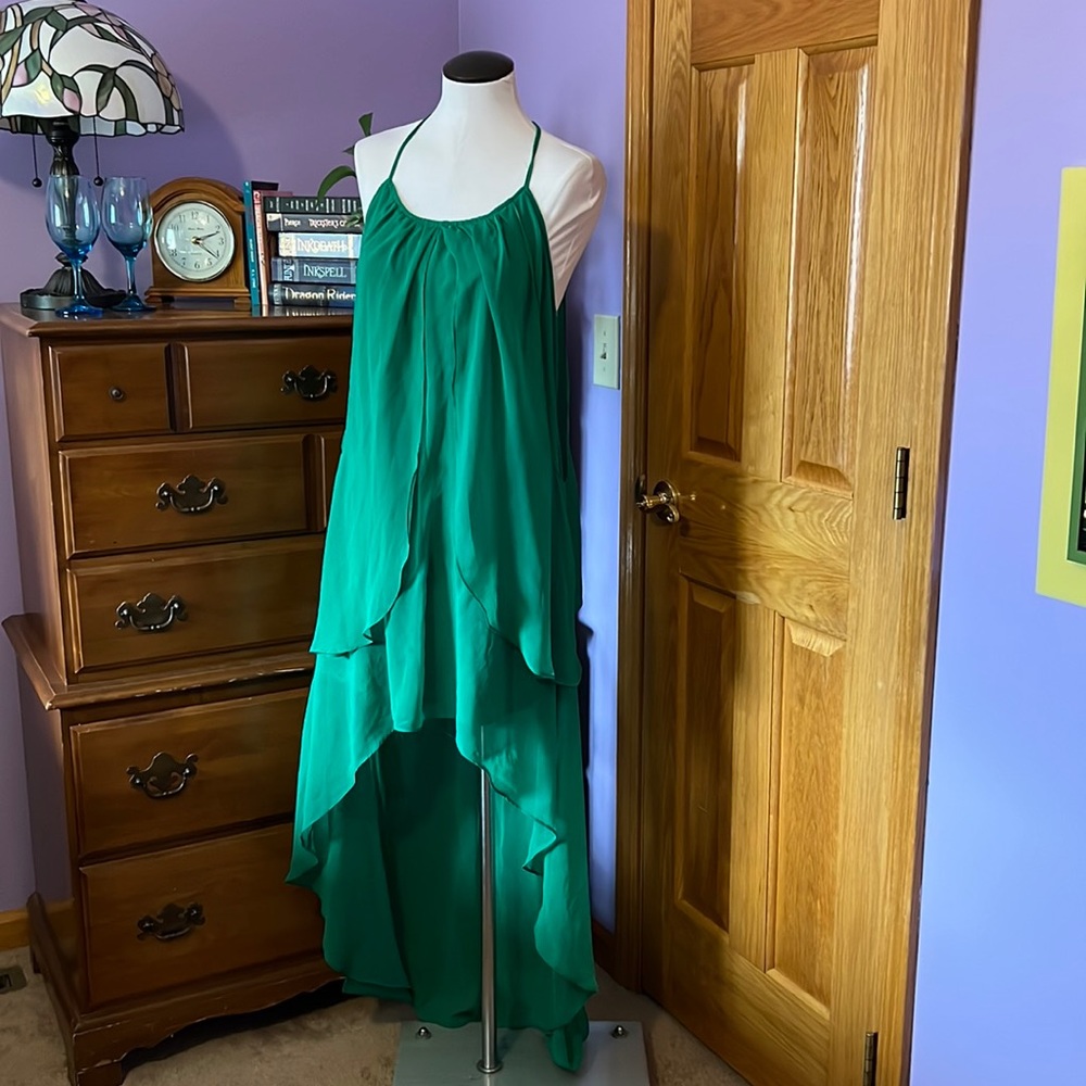 MARINEBLU 💚 Emerald Malachite, flowing dress, sheer layers, lined fairytale